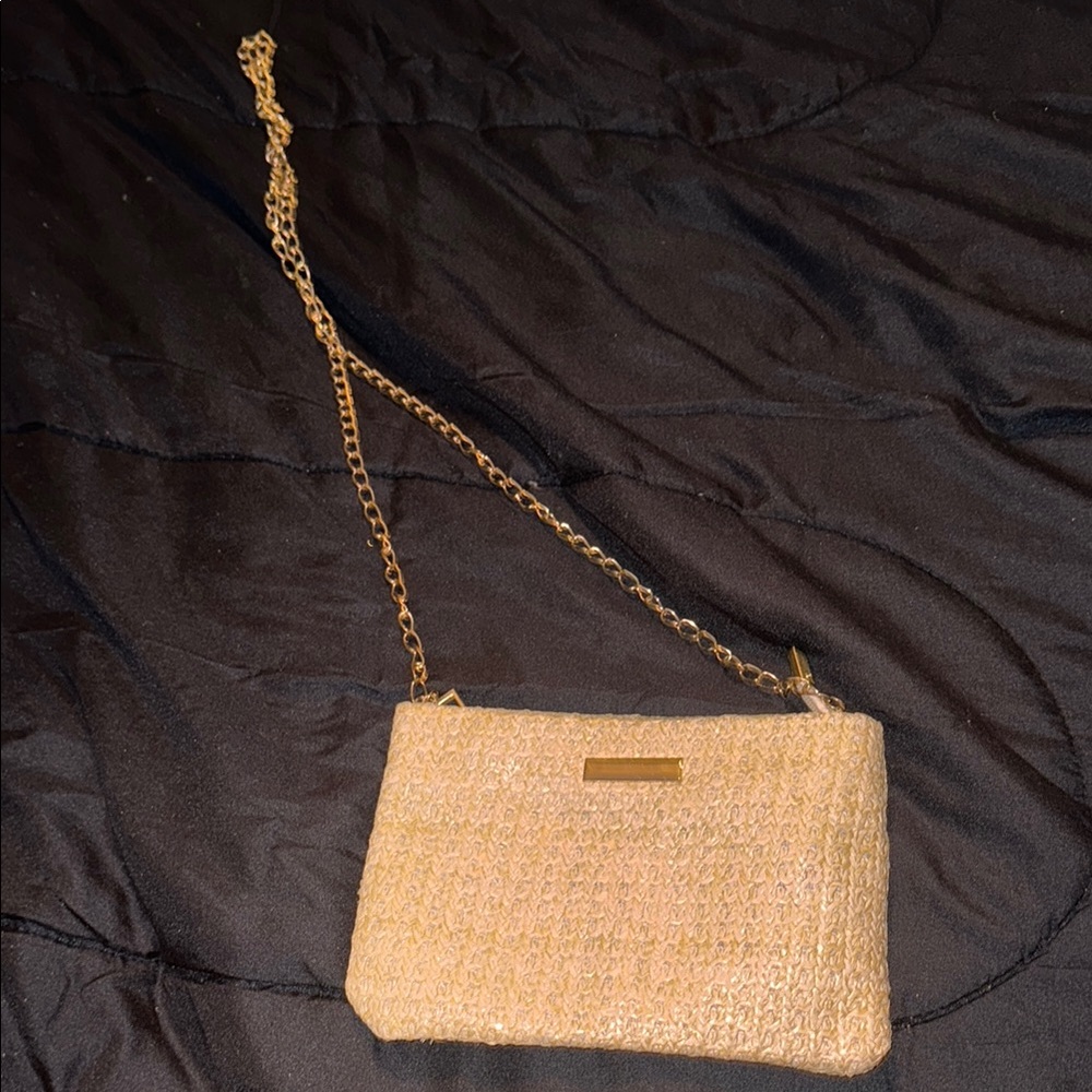 Mini metal decor chain straw bag